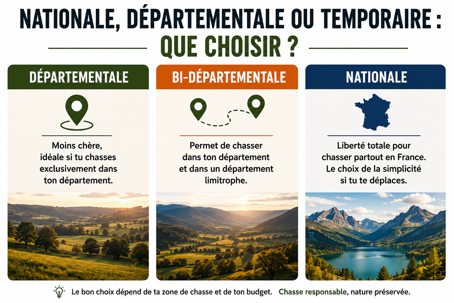choisir permis de chasse nationel ou departemental