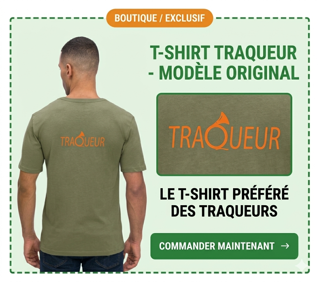 T-shirt kaki Traqueur avec logo pibole orange au dos